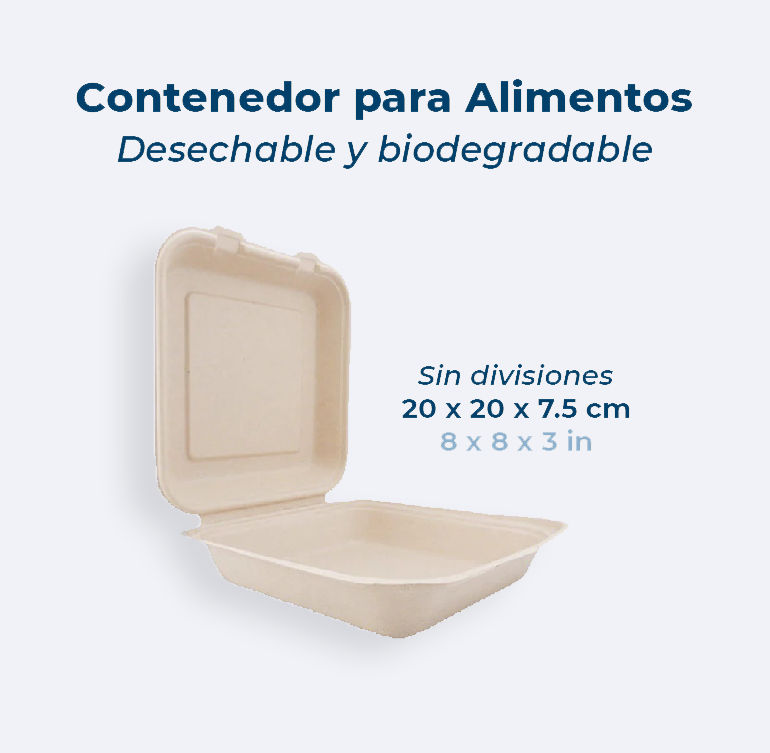 Contenedor para Alimentos Biodegradable tipo Almeja