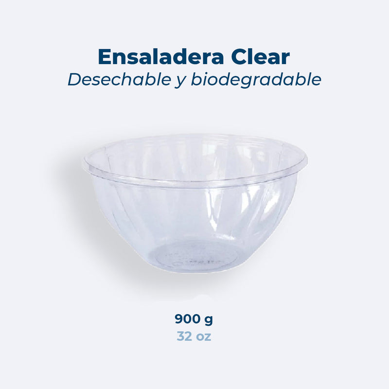 Ensaladera Clear Desechable y Biodegradable