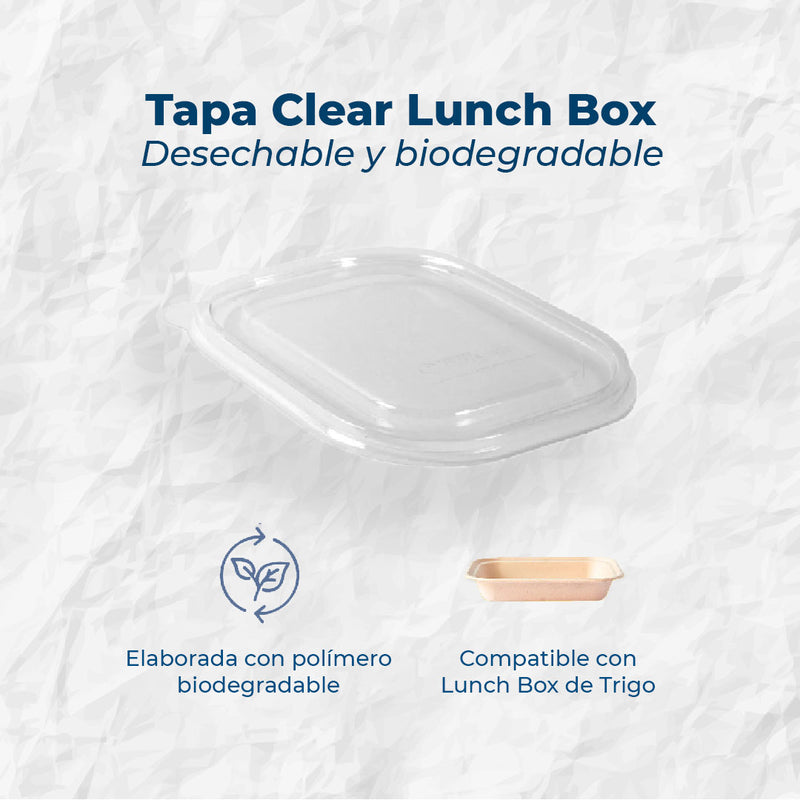 Tapa Clear Lunch Box Desechable y Biodegradable