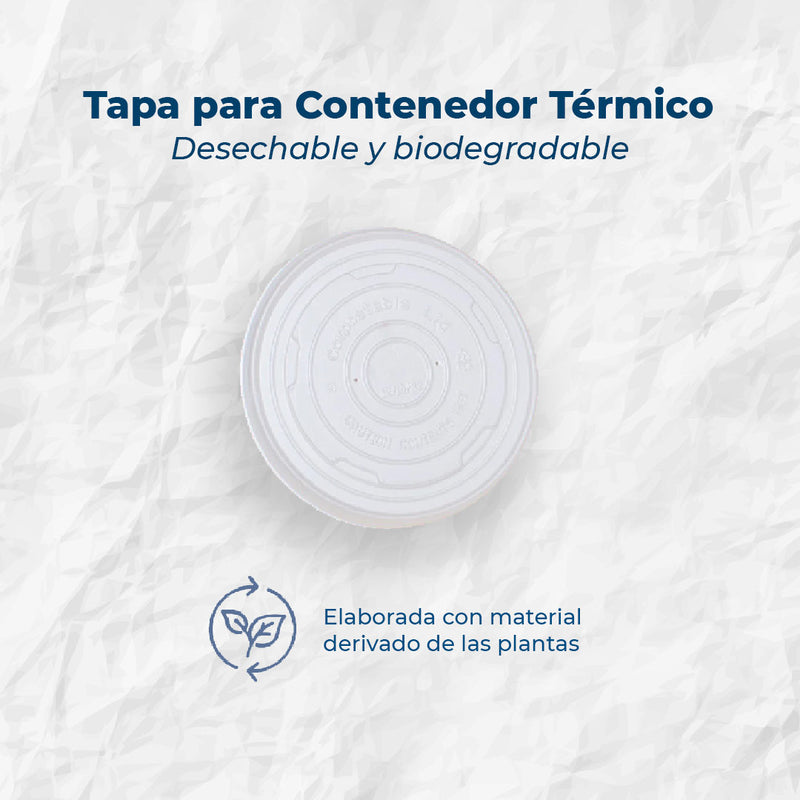 Tapa Para Contenedor Térmico Desechable y Biodegradable